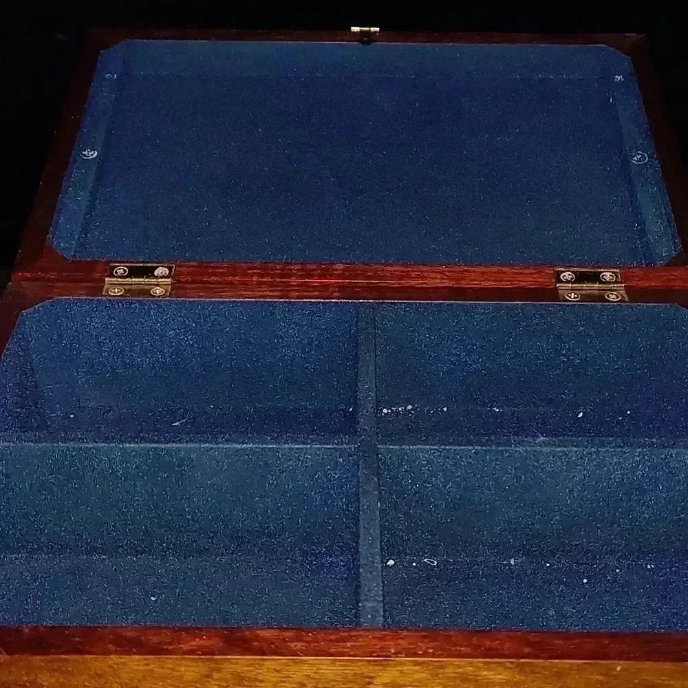 Beautiful handmade felt lined section wood box.